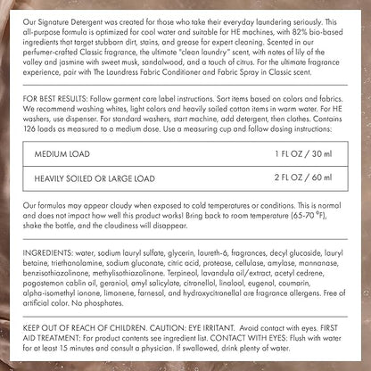 The Laundress Luxury Laundry Detergent, Gallon Pump, 126 Loads, Scented Signature Classic Fragrance, Concentrated Triple Enzyme Deep Cleaning and Targeted Stain Remover, 96% USDA Biobased Product
