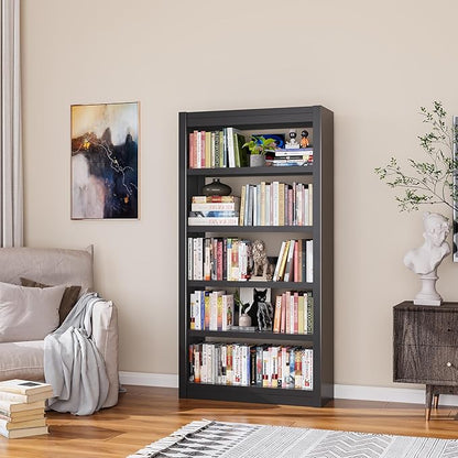 Bookshelf, 5-Tier Sturdy Bookcase, Adjustable Book Shelf, Large Capacity per Shelf, Modern Book Shelf for Living Room, Home Office, Garage, Perfect for Home Organization & Small Space Living