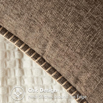 MIULEE Pack of 2 Couch Throw Pillow Covers 16x16 Inch Brown Farmhouse Decorative Pillow Covers with Stitched Edge Soft Chenille Solid Dyed Spring Pillow Covers for Sofa Bed Living Room