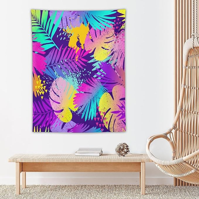 ICMOLYYENLO Palm Leaf Tapestry Wall Hanging, Tropical Leaves Plant Jungle Green Hawaiian Art Home Decor for Guest Bedroom Living Room Dormitory 60x60