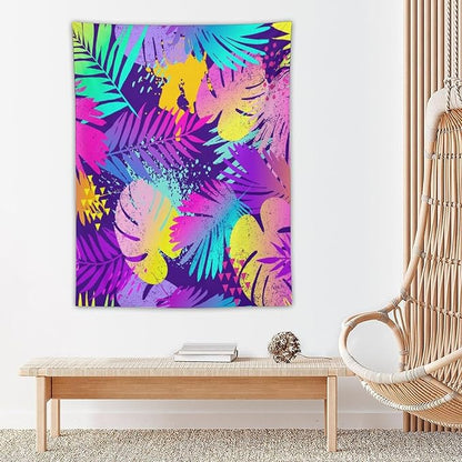 ICMOLYYENLO Palm Leaf Tapestry Wall Hanging, Tropical Leaves Plant Jungle Green Hawaiian Art Home Decor for Guest Bedroom Living Room Dormitory 60x60