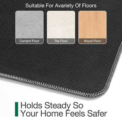 LUMI Ultra Thin Door Mat for Entryway,36"x56" Low Profile Non Slip Rubber Backing Indoor Doormat, Easy Clean Welcome Entrance Mat for Inside House, Patio,Dark Grey