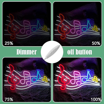 Musical Staff Note Neon Sign Led Music Neon Light for Wall Decor Dimmable USB Power Musical Light Up Sign for Music Studio Classroom Party Bar Bedroom