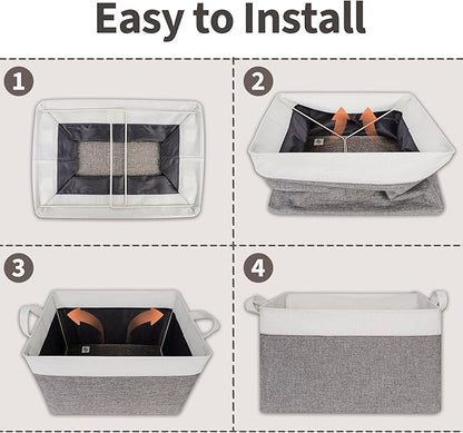 GRANNY SAYS Storage Baskets for Shelves, Closet Organizer Bins, Clothes Storage Bins with Metal Frame, Extra Large Baskets for Organizing and Storage, Collapsible, Gray&White, 2-Pack