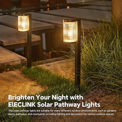 Solar Pathway Lights Outdoor, 4 Pack Upgraded Outdoor Solar Lights for Outside Super Bright Up to 12Hrs, IP65 Waterproof Solar Garden Lights for Yard Landscape Path Walkway Decoration