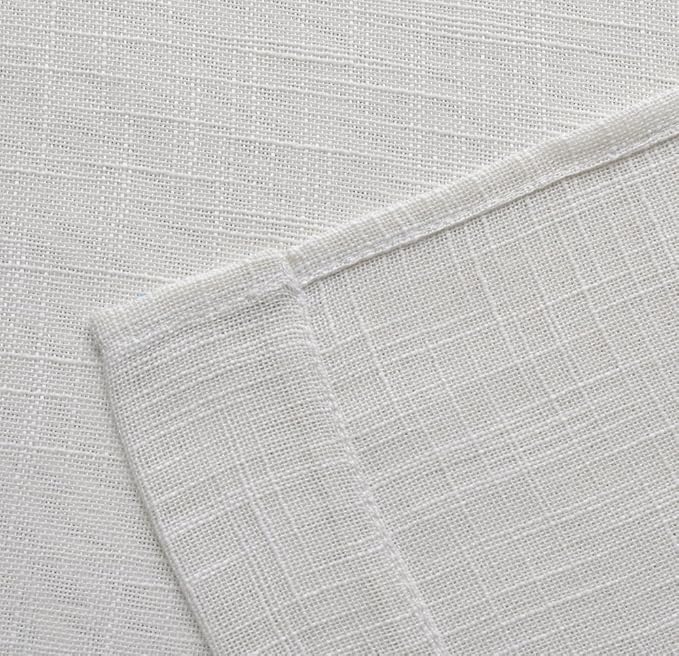MIUCO Semi Sheer Curtains Poly Linen Textured Solid Grommet Curtains 95 Inches Long for French Doors 2 Panels (2 x 37 Wide x 95" Long) Beige