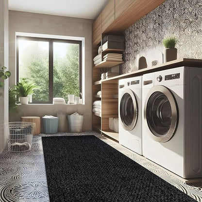 CAMILSON Easy Jute Rug 2x3, Indoor Outdoor Dark Gray Color Farmhouse Area Rugs for Living Room and Kitchen Rug, Solid Boho Woven Design, Easy-Cleaning, Washable Outside Carpet Alfombras (2 x 3)