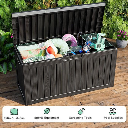 Vixzen 80 Gallon Resin Deck Box, Lockable Outdoor Storage Box for Patio Cushions Storage Furniture,Garden Tools, Pool Supplies, Weatherproof and UV Resistant,Black