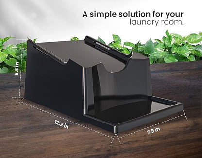 TidyFriend 2 Pack Liquid Laundry Detergent Holder Stand with Drip Tray & Rubber-Grip Feet, Stand for Laundry Room Organization and Storage, Fabric Softener Dispenser with Cup Holder (Black)
