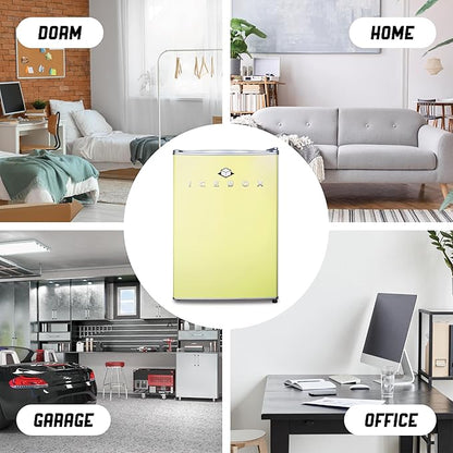 2.5 Cu. Ft. Compact Refrigerator, ENERGY STAR Certified Small Refrigerator, Single Door Mini Fridge with Freezer, R600a Refrigerant, IBCR25SUN , Sun Yellow