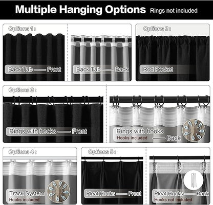 RAIN CITY 12 Feet Tall Blackout Curtains with Hooks 2 Panels Set Burg,100 Inch Wide Total Thermal Insulated Energy Saving Window Drapery for Living Room-50x144 Inches Long