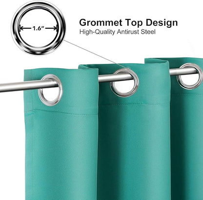 ChrisDowa Grommet Room Darkening Curtains for Bedroom and Living Room - 2 Panels Set Thermal Insulated Blackout Curtains (Teal, 38W x 45L)