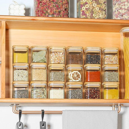 ComSaf Spice Jars with Labels 4 oz 6Pack, Small Spice Containers Starter Set, Glass Seasoning Jars with Lids, Square Seasoning Containers for Salt, Pepper, Chili Powder, Sugar, Ginger Ground, Cumin