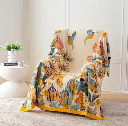 MSGKV Boho Throw Blanket Queen Size 90" x 90" Warm Blanket for Couch and Sofa Blankets Cover for Living Room Summer Throw Cozy Blanket