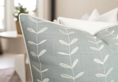 VAGMINE Embroidered Lollipop Cushion Cover - 20x20 Inches Square - 100% Cotton Robins Egg Throw Pillow Case - Subtle Textured Pattern - Perfect for Sofa, Lounge, Bed, Farmhouse, Office Decor