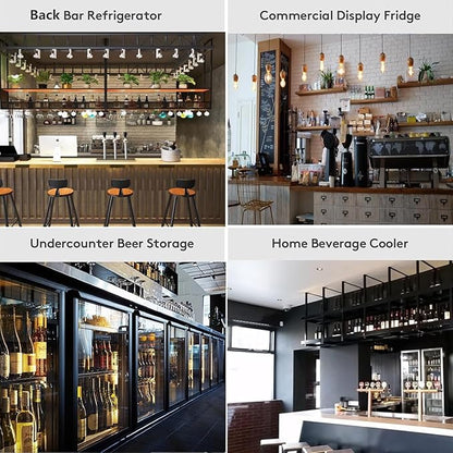 BODEGACOOLER Back Bar Cooler With 3 Glass Doors,11.4 Cu.Ft Commercial Back Bar Fridge with LED Lighting,Counter Height Bar Outdoor Beverage Cooler for Beer,Soda Drinks,Wine