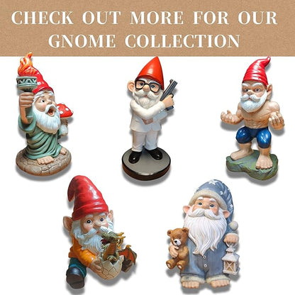 Sleepy Garden Gnome with Teddy Bear & Lantern - 9" Weatherproof Resin Statue - Indoor Outdoor Decor - Whimsical for Home, Patio & Lawn