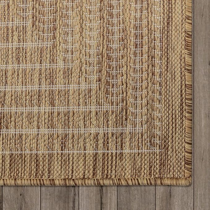 Adiva Rugs Outdoor Indoor Area Rug, Weather Resistant, Easy to Clean, Stain Resistant Floor Mat for Dining Room, Backyard, Deck, Patio (Wooden, 9' x 12')