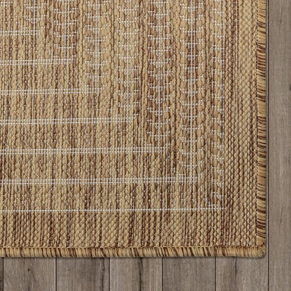 Adiva Rugs Outdoor Indoor Area Rug, Weather Resistant, Easy to Clean, Stain Resistant Floor Mat for Dining Room, Backyard, Deck, Patio (Wooden, 9' x 12')