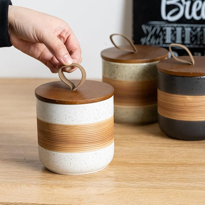 Spice Jars with Lid, Coffee Container Kitchen Food Storage Jars for Spice Sugar Tea Bag, Stackable Decorative Jars for Countertop, White & 37oz