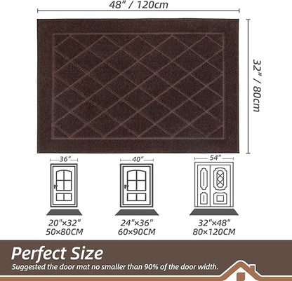 BEQHAUSE Dirt Trapper Door Mat 32" x 48", Doormat Non-Slip Entryway Rugs Washable, Dog Door Mat Stain Resistant and Absorbent Welcome Floor Mat for Front Back Door, Muddy Wet Shoes & Paws, Brown
