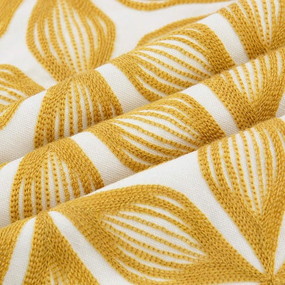 HWY 50 Yellow Decorative Throw Pillow Covers 18x18 Inch (1 Piece), Embroidered Cotton Farmhouse Cushion Cover Pillow Case for Sofa Couch Living Room Bed, Fashion Geometric