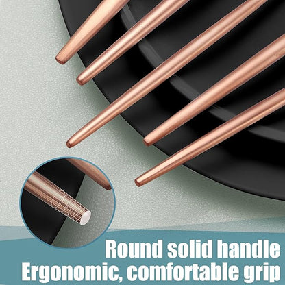 Matte Rose Gold Silverware Set for 6,Modern Stainless Steel Brushed Cutlery Set,30-Pieces Heavy Duty Flatware Set,Knives Spoons and Forks Set Utensils Set, Satin Finish, Dishwasher Safe