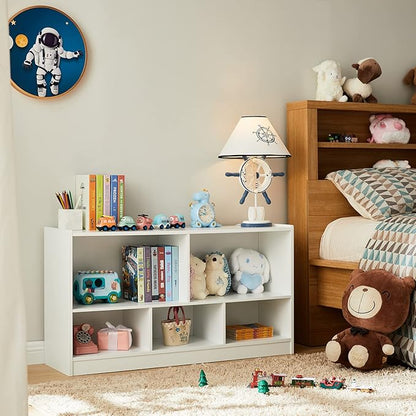 Toy Organizers and Storage, 5-Section Kids Bookshelf for Organizing Books Toys, School Classroom Wooden Storage Cabinet for Children's Room, Playroom, Nursery