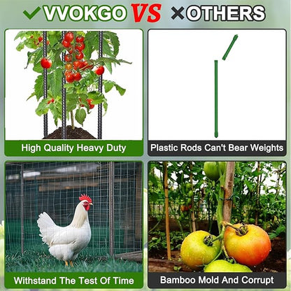 VVOKGO Rebar Stakes 24 Inch Ground Straight Concrete Form Stakes Heavy Duty (50pcs), 3/8" Diameter Metal Steel Spikes Anchors with Chisel Point End for Plant Support, Garden Border,Landscape Edging