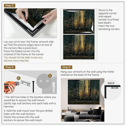 SIGNWIN 36"x46" Extra Large Framed Wall Art Magical Firefly Forest at Twilight, Enchanted Nature Scene for Home Living Room Bedroom Decor (Frame Assembly Required)