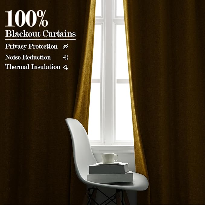 Room Divider Curtains Screen Partitions, Linen Look 100% Blackout Drapery 84 Inches Long, 120" Wide Pinch Pleated Window Drapes, Privacy Protecting, Light Blocking, (1 PC, Yellow)
