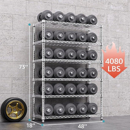 4080 lbs Steel Storage Shelving 6-Tier Utility Shelving Unit Steel Organizer Wire Rack for Home,Kitchen,Office,Garage, 17.7" D x 47.2" W x 72.3" H