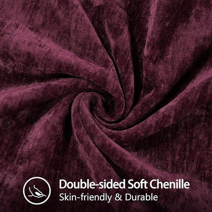 decorUhome Chenille Soft Throw Pillow Covers 18x18 Set of 2, Farmhouse Velvet Neutral Decorative Euro Pillow Covers with Stitched Edge for Couch Sofa Bed Home Decor, Rhododendron