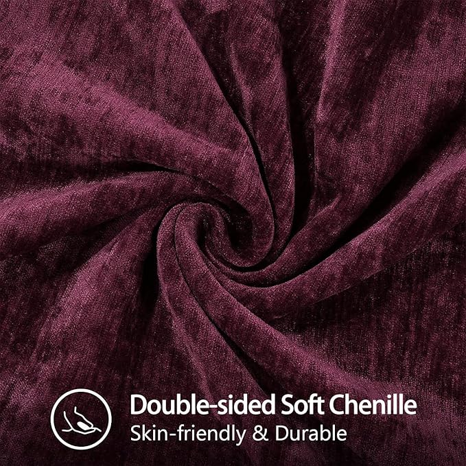 decorUhome Chenille Soft Throw Pillow Covers 24x24 Set of 2, Farmhouse Velvet Neutral Decorative Euro Pillow Covers with Stitched Edge for Couch Sofa Bed Home Decor, Rhododendron