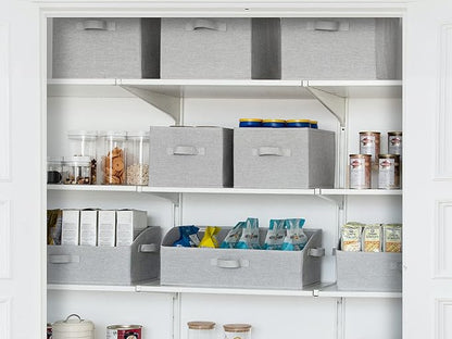 StorageWorks Storage Baskets for Shelves, Foldable Fabric Closet Storage Bins with Handles, Fabric Storage Bins Clothes Organizer, Light Grey, 3-Pack, Large