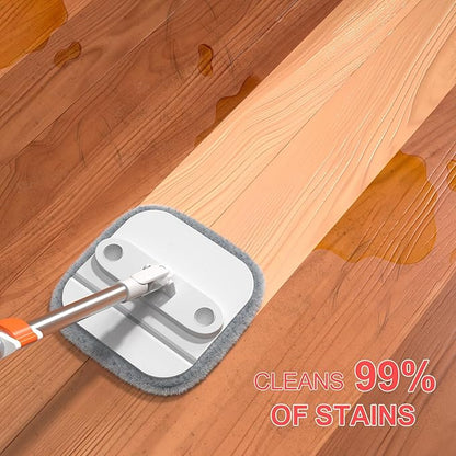 Mop and Bucket Set, Spin Mop with Self Seperates Dirty Water System, Square Mops for Floor Cleaning, 360 Rotating Foldable Standing Mop Head, Versatile Mops for Walls (Mop Bucket with 6 Pads)