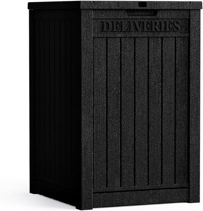 55 Gallon Plus Lockable Resin Deck Box, Waterproof Outdoor Storage Box for Patio Furniture, Garden Tools, Pool Accessories, UV-Resistant Outside Delivery, Black