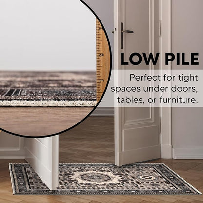Keen Home Design 2x3 Rug - Machine Washable Entry Rug with Non-Slip Backing, Ideal for Enteryway, Kitchen, Bathroom, Laundry Room - Vintage, Easy Clean, Durable, Low Pile Rug - (2' x 3')