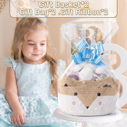 Large Baby Basket Toy Storage 3 Pack, (20"x13.8") Woven Baby Laundry Basket, Stuffed Animal Storage.