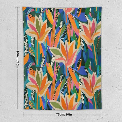 ICMOLYYENLO Boho Green Leaves Tapestry, Mid Century Abstract Tropical Palm Leaves Modern Minimalist Geometric Wall Hanging, Neutral Home Decor Art for Living Room Bedroom Dorm 50x60 Inch