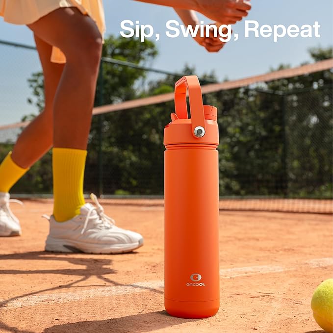 Insulated Water Bottle with Straw Stainless Steel Water Bottle, Leak-Proof, BPA-Free, Double Wall Vacuum Keeps Cold for 24 Hours for Sports, Travel, School (26 oz, Moderate Orange)