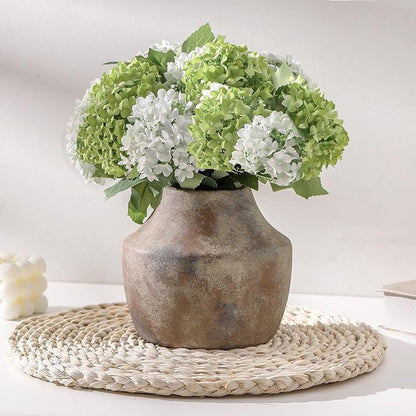 Mitt&Ditt Ceramic Flower Vase, 5.3 inch Pottery Farmhouse Rustic Vase, Handcrafted Weathered Vases, Small Flower Terracotta Vases for Home Decor, Living Room, Table, Shelf, Mantel, Neutral