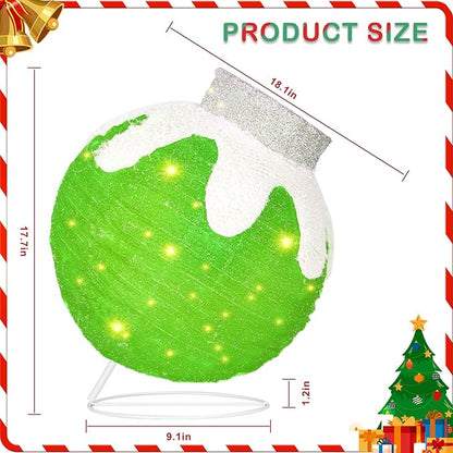 BRIGHTDECK 2 Pcs Outdoor Christmas Ornaments, Lighted Pop-Up Outdoor Holiday Ball Decoration with 80 LED Lights, 8 Light Modes, Lighted Collapsible Holiday Decorations for Yard, Home (RedGreen)