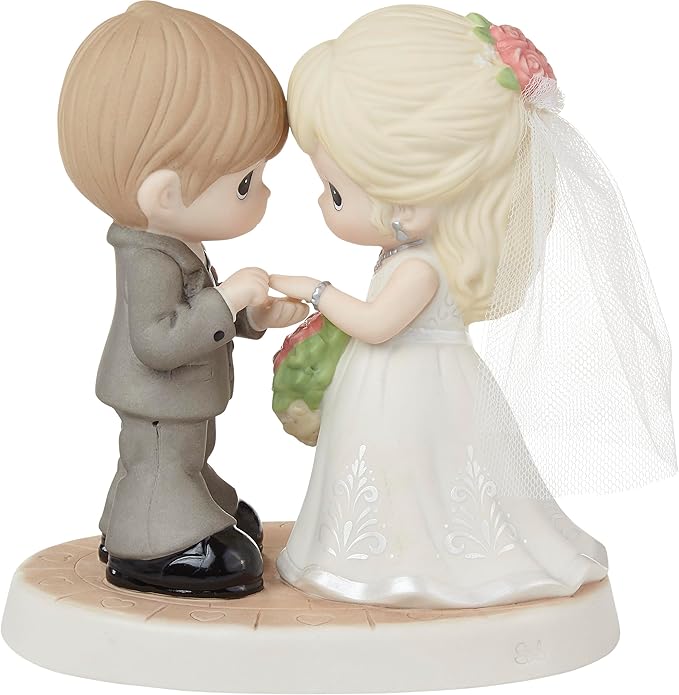 Precious Moments 222009 with This Ring, I Thee Wed Bisque Porcelain/Fabric Figurine