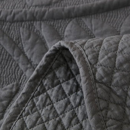 MarCielo 3-Piece 100% Cotton Oversized Bedspread Lightweight Quilt Coverlet Embroidery Farmhouse Bedding Set T0 (Dark Grey, Oversized King (118"x106"))
