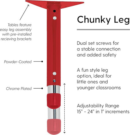 Factory Direct Partners FDP Rectangle Activity School and Classroom Kids Table (36 x 60 inch), Toddler Leg, Adjustable Height 15-24 inches - Gray Top and Red Edge