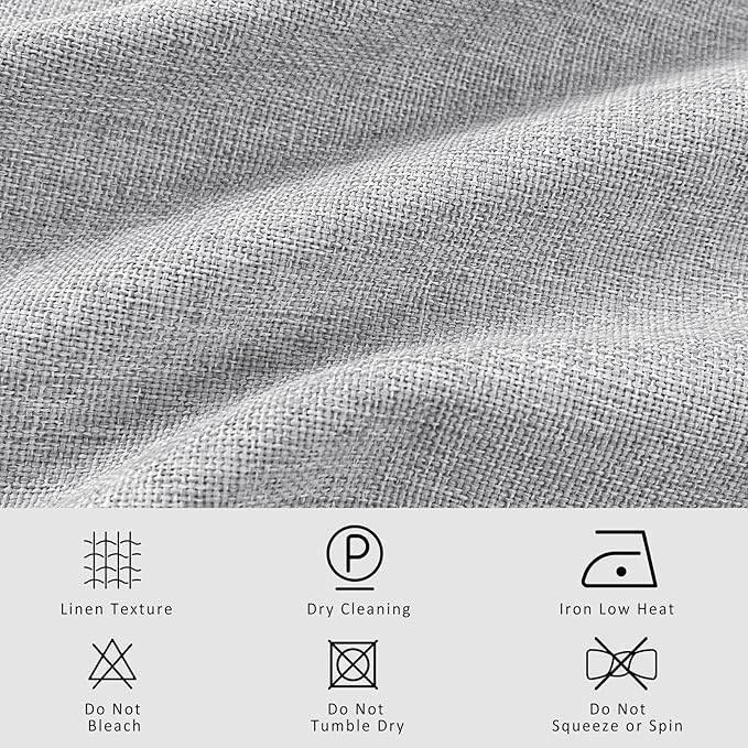 Macochico 100% Blackout Pinch Pleated Linen Curtains Thermal Window Treatments Sound Reducing Curtains for Bedroom Living Room Silver Grey Farmhouse Burlap Drapes with Tieback 52”Wx63”L 1 Panel