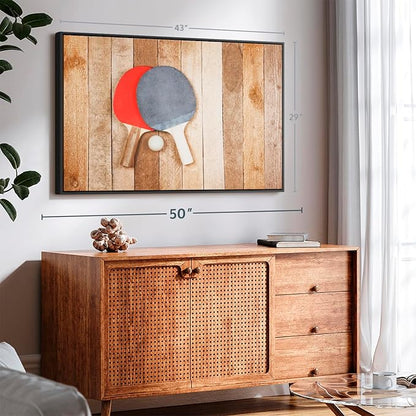 ElephantStock Ping Pong Wall Art - Horizontal Framed Canvas - 1-Piece Living Room Wall Decor - Photography Canvas Print - Brown and Red Decor for Wall - 43" X 29"