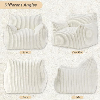 Giant Bean Bag Chairs for Adults Teens, Large Bean Bag Sofa Chairs with Filling Comfy Fuzzy BeanBag Chair with Armrests for Bedroom Living Room Reading