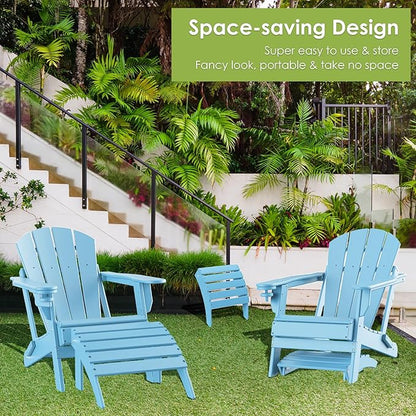 GREENVINES Adirondack-Ottoman | HDPE Plastic | Outdoor Footrest | All Weather | Foot Rest | Foot Stool | Arctic | for Adirondack Chair | for Patio Backyard Pool